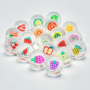 Party Favor 10Pcs 27mm Fruits Clear Glitter Bouncy Balls Floating Juggling Outdoor Sports Toys For Kids Birthday Baby Shower Favors