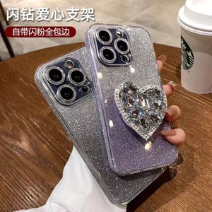 Advanced Water Diamond Love Stand Suitable for iPhone 15 Promax Apple 14 Phone Protection Case New Full Package