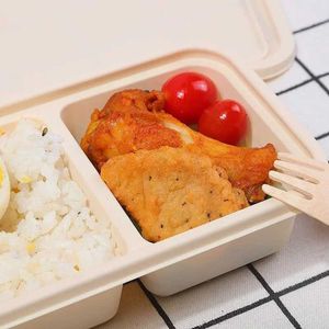Lunch Boxes Bags Hamburger Lunch Box Double Tier Cute Burger Bento Lunchbox Microwave Food Container Fork Tableware Set Owl Compartment