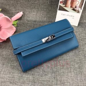 Espom Lange Wallets Ganzleder -Kartenhalter Geldbeutel Taschen Mode Cowskin Echt Leder Brieftasche für Dame Frau 2370