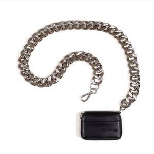 Czarny portfel Kobiety grube łańcuchowe paski na ramię Mini szminka kieszonkowa moda crossbody torebki Messenger torebka i torebka 275a