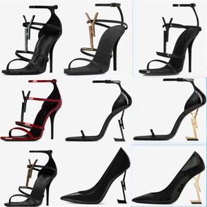 YSL ﾠ Paris Women Dress Shoes Red Bottomies High-Heeled Luxurys Designers Shoe 10cm Heels Black Golden Gold Wedding Botts