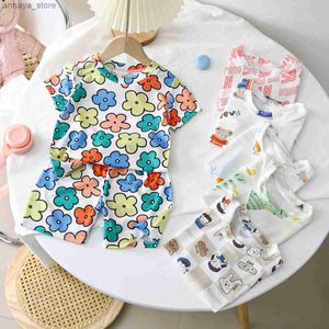 Clothing Sets Baby girl boy clothing set childrens short sleeved shirtshort sleeved 2piece track and field clothing 2024 summer childrens cartoon clothing Ko