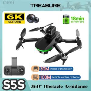Drones S5S Mini Drone 6K Professional 5780p HD Двойная камера. Обвинение Авиационная фотография. Бесстраночная складная складка четырех вертолетов D240509