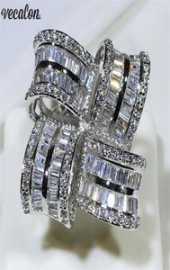 Vecalon Luxury Big Flower Promise Ring 925 Sterling Silver Diamond Engagement Wedding Band Rings for Women Men Finger Jewelry9121691