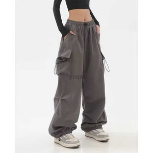 Spodnie damskie Capris Commercial Spodnie damskie spodnie work na jesień 2023 Ustanie uliczne duże spodnie retro swobodny elastyczna talia luźne spodnie sportowe dla Womenl2405