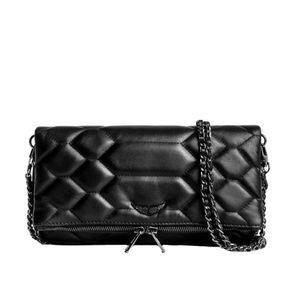 مصمم أزياء Womens Handbag Wings Diamond-Aironing Bag Messenger ZV Sheepske Leather Leather Crossbody حقيبة اليد اثنين