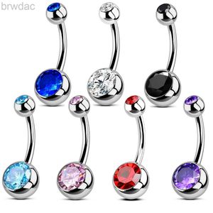 Anéis do umbigo 7pc 14g Vinho preto Rosta de shinestone Rosa Piercing Navel Aço cirúrgico de aço Rings Butrinha Rings Navel Piercing Goth ombligo Ball Nombril D240509