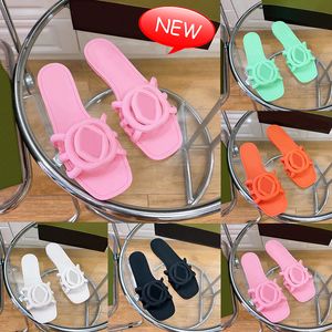 Designer sandal Interlocking Slide Sandals pink Pale white black orange rubber Slippers Ladies Flat heel Summer Beach slides luxury outdoor fashion slipper US 5-11