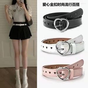 Belts Children Faux Leather Belt Kids Cute Peach Heart Buckle For Girls Solid Waistband Love Eyelet Grommet Waist