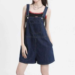 Women's Jumpsuits Rompers Denim Jumpsuits Vintage High Waist Loose Wide Leg Shorts Korean Style Rompers Casual Bodysuits One Piece Outfits Women Clothing Y240510