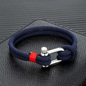 Очарование браслетов Mkendn Mens Mens Nautical Double Strand U Shape Shackle Survival Bracelet Women Женщины на открытом воздухе спасение аварийных веревочных украшений Y240510