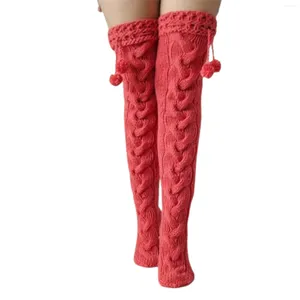 Mulheres meias juniores tricô de lã perna com boa elasticidade simples de limpar para festas em casa desgaste ao ar livre