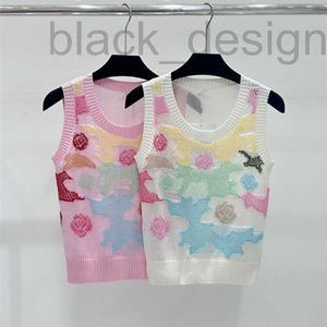 Women's Tanks & Camis designer 24 Summer New Small Fragrance Style Color Block Flower Spliced Sleeveless Knitted Tank Top ESO8