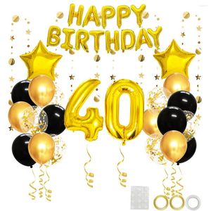 Party Decoration 41pcs Gold Black Mixed Balloons 40th Birthday Decorations 40 Years Old Forty Man Woman Decor