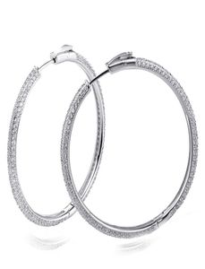 Recommend 46 mm Large Real Sterling Silver Hoop Earring Micro pave Tiny crystal Jewelry Jewellery Big 925 Silver Circle Earrings1513052