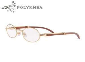 Cornici per occhiali in legno Donne occhiali originali in metallo telaio di moda vetri rotondi in legno con scatola e custodie4526960