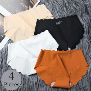 Women's Panties BZEL 4PCS/Set Satin Breathable Underwear Large Size Comfortable Briefs Cute Lingerie Cozy Sexy Sports Underpants