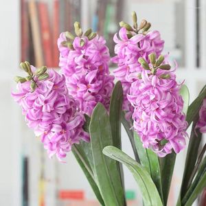 Flores decorativas Simulação Hyacinth Green Plant Home 3D Impresso Fake Artificial White Flower Wedding Decoration