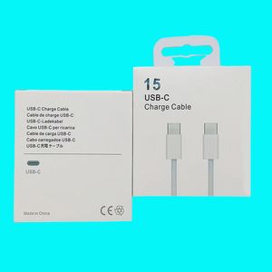 Com caixa de varejo 1m de 60w Cabos PD para iPhone 15 Pro Max Charging rápido 1m 3ft USB C Tipo C Cabo trançado os cabos de carregamento de carregamento rápido do iPhone Cabo Cabo de dados