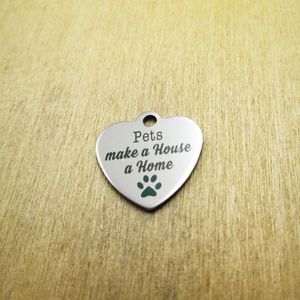 Pendant Necklaces 20pcs/lot-Pets Make A House Home Stainless Steel Charms Laser Engraved DIY Pendants