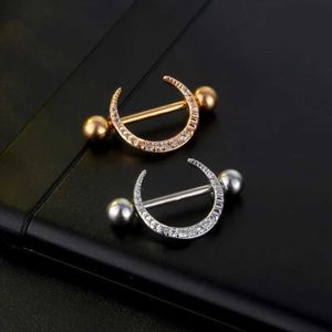 Nipple Rings Fashion New Moon U-shaped Zircon Nipple Ring Version Perforated Jewelry Nipple Nail Hot Selling Y240510