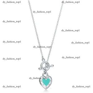 10A 925 Sterling Silver Necklace Pendant Necklaces Female Jewelry Exquisite Official Classic And Co Blue Heart Luxury Quality Designer Bracelet Tiffanyjewelry 89