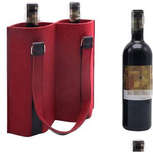 Packing Boxes Wholesale Wine Bottle Gift Bags Felt Carrier Tote Bag With Handle Packaging For Wedding Birthday And Dinner Party Festiv Dh8Bl