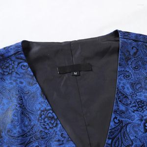 Мужские костюмы деловой костюм Vest V-образный выстрел глянцевый Пейсли цветочный Жаккард Жальж