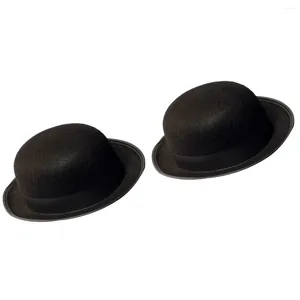 Boinas 2pcs Black Bowler Hat Magician's Dress Up Costume Acessório para homens