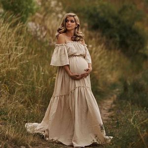 Abiti di maternità Abbigliamento maternità bohémien per donne comodi abiti a maniche corte retrò di cotone comodo per fotografie di maternità T240509