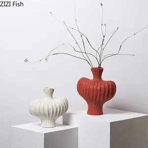 Vases Creative Irregular Ceramic Vase Crafts Artificial Flowers Decorative Flower Arrangement Desk Decoration Artwork Floral
