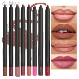 Ołówki do ust 12 Matte Mat Brown Lip Liner Wodoodporny, długotrwały nawilżający seksowne segmenty pióra w linie naturalny makijaż makijażu D240510