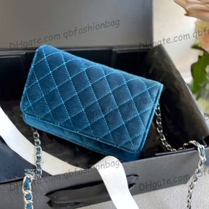 French Women Velour WOC Wallet Quilted Bags With Silver Metal Chain Crossbody Shoulder Purse Multi Pochette Card Holder Back Pouch Desi 325y