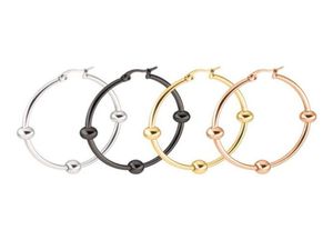 Hochglänzende große Kreise Hoop Ohrringe Drei kleine Kugeln Gold Silber Titan aus Edelstahl Ohrringen Mode Schmuck 10pairlot6092172