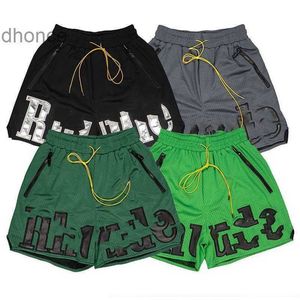 2024 Trend Designer Summer Fashion Trends International Rhude Mesh Patchwork Embroidered Letters Mens Breathable Basketball Multi Pocket Popular Shorts