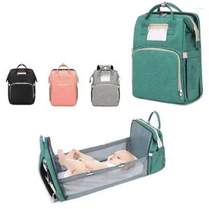 Ryggsäck mammas bärbara stora kapacitet fällbara spjälsäng blöja väska baby säng spädbarn blöja resor utomhus barnvagn