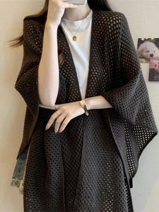 Magliette da donna Maillard Brown Plus Size Grasse Sister Cape e Scialle a maglia Cardigan Summer Coat Gollo Cloak Air Conditioning Shirt