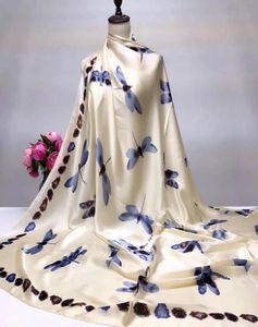 2018 Seta Satin Square Scarf Donne Stampa Hijab Long Wrap Shawl Dragonfly Fashion Elegant Soft 1401402971285