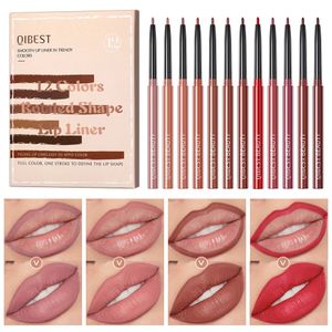 12 Color Lipliner Pencil Waterproof Sexy Red Matte Contour Tint Lipstick Lasting Non-stick Cup Moisturising Lips Makeup Cosmetic 240506
