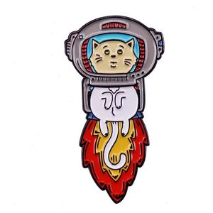 Astronaut Katze Emaille Pin Cats Space Brosche süße Cartoon Tier Kitty Badge Astronomie Schmuck Geschenk