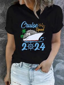 Koszulka damska Y2K Short Slves T-shirt Summer 2024 Statek nadrukowany swobodny harajuku damski bluzki