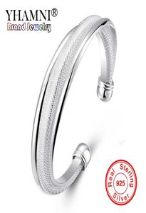 Yhamni Brand Classic Klassiker 925 Silberarmband für Frauen Mode Schmuck Charme Reiner Silber Sterling Bangle Ganzes B0198072017