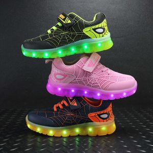 Luminoso USB Luminous Charging LED estilo Spider Running Horse Horse Lâmpada de Sapatos Esportivos de Men e Mulheres