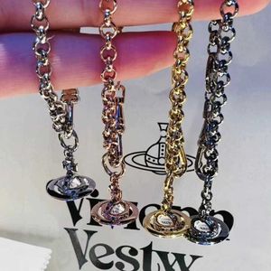 Brand Westwood 10mm Stereoscopic Saturn Glass Bead Bracelet Personalized and Advanced Punk Style Full Diamond Planet