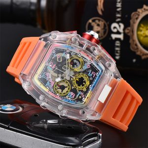 Man Watch Fashion Luxury Designer Watches Rubber Strap Casual Watches Men's Chronograph Arvurs Classic Style Transparent Watch Case