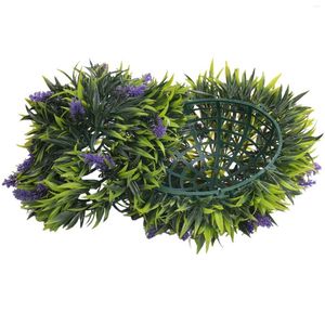 Decorative Flowers Artificial Purple Lavender Hanging Topiary Ball Flower Plant Decor Basket Pot 30cm