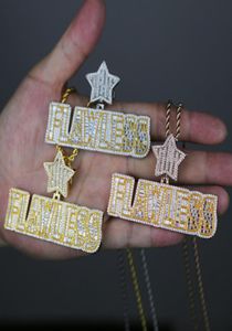 Green Enamel Micro Pave CZ Star Bail 2022 New Hip Hop Men Letter Pendant Necklace Iced Out Jewelry6522551