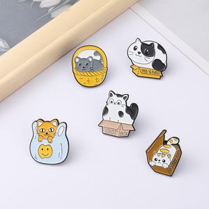 Det här är perfekt emaljstift Fat Cat Box Basket Bag Brosch Lapel Badge Funny Animal Citat Syckelgåva för barn Friends 850