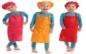 Printable customize LOGO Children Chef Apron set Kitchen Waists 12 Colors Kids Aprons with Chef Hats for Painting Cooking Baking 41398545